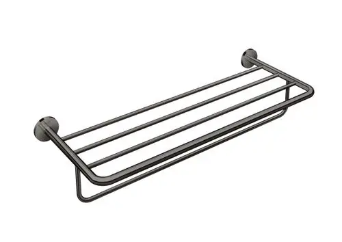 Schwarze Handtuchablage mit mehreren Ebenen, kreisförmig, an der Wand montiert, von AXOR. Ideal zur Aufbewahrung von Handtüchern in Badezimmern.